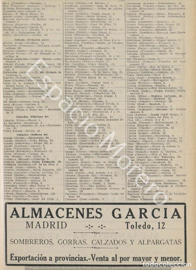 Coleccionismo: Publicidad de 1930 Madrid:Almacenes Garcia