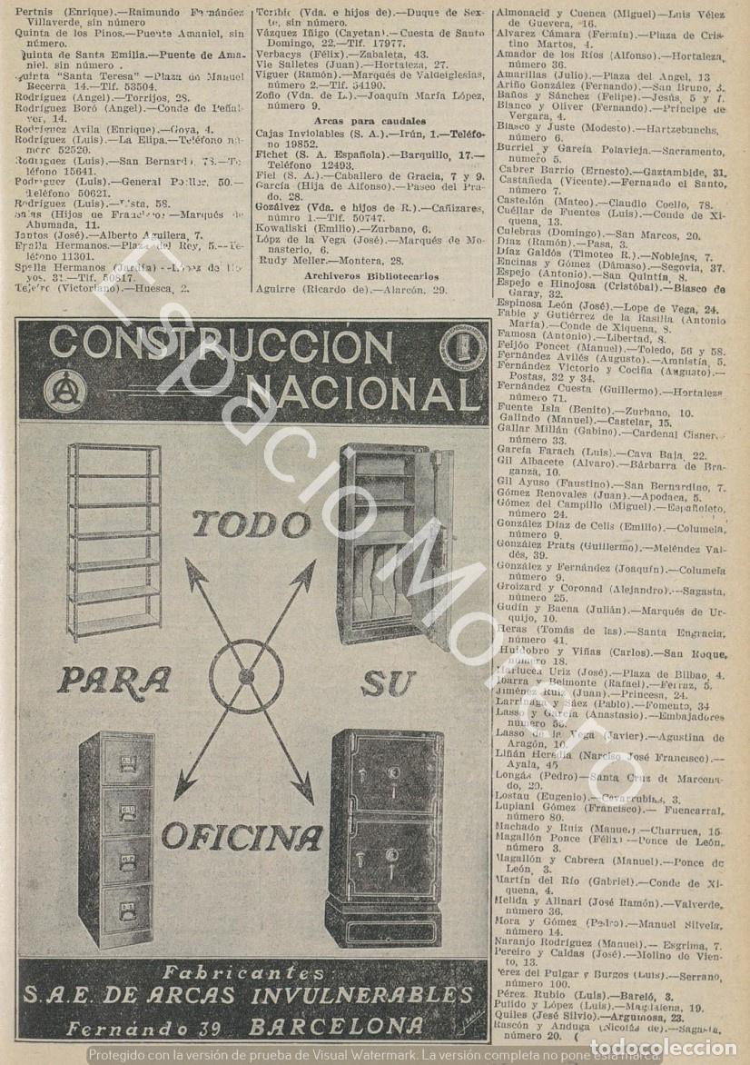 Collezionismo: Publicidad de 1930 Madrid: Fabricante S. A. E. de arcas invulnerables