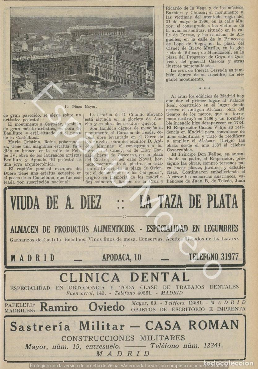 Collezionismo: Publicidad de 1930 Madrid: Productos alimenticios. Clinica dental. Papeleria. Sastreria militar