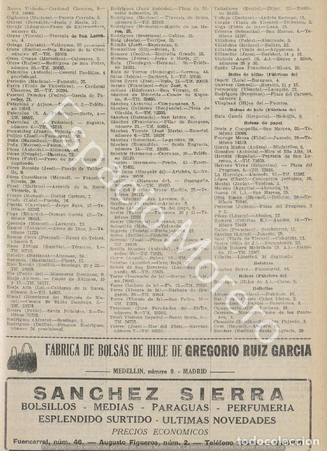 Coleccionismo: Publicidad de 1930 Madrid: Fabrica de bolsas Gregorio Ruiz Garcia. Sanchez Sierra