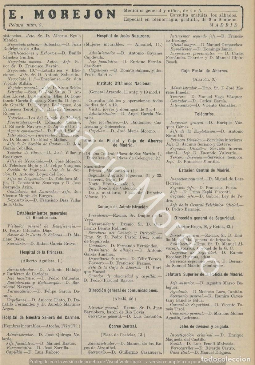 Coleccionismo: Publicidad de 1930 Madrid: Medicina general y ni&ntilde;os E. Morejon