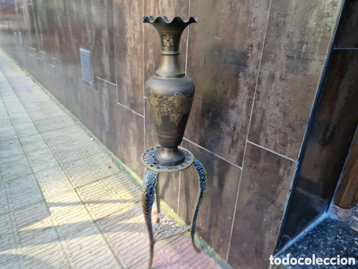 Coleccionismo: MESA Y GARRON EN BRONCE LABRADO - Foto 1