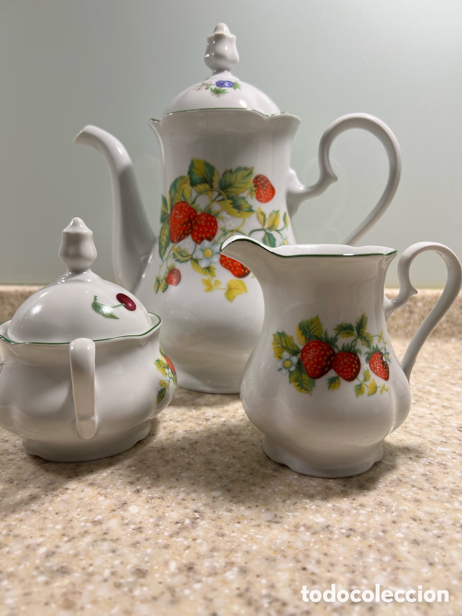 Collectionnisme: JUEGO de CAFETERA ,JARRA LECHE , Y AZUCARERO , cer&aacute;mica 3 piezas