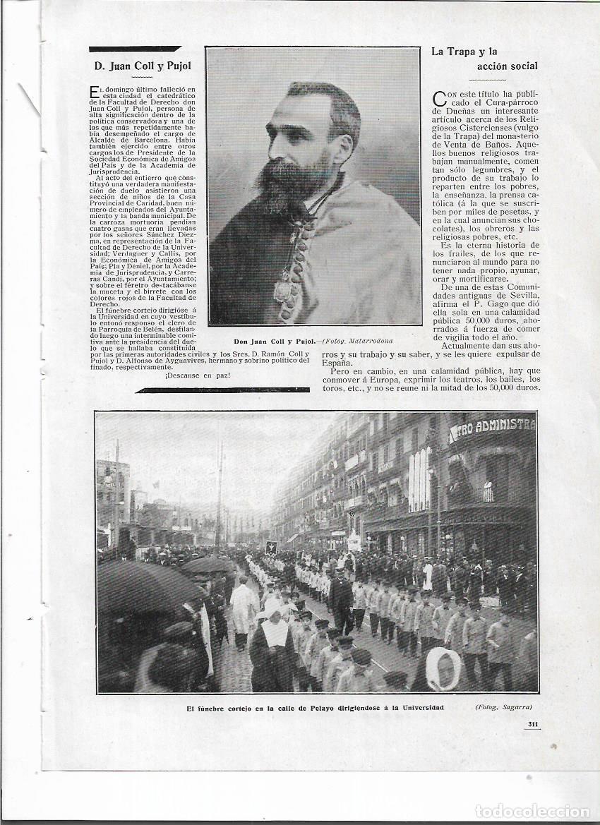 Colecionismo: A&Ntilde;O 1910 RECORTE PRENSA MUERTE ENTIERRO JUAN COLL PUJOL COMITIVA FUNEBRE A SU PASO CALLE PELAYO