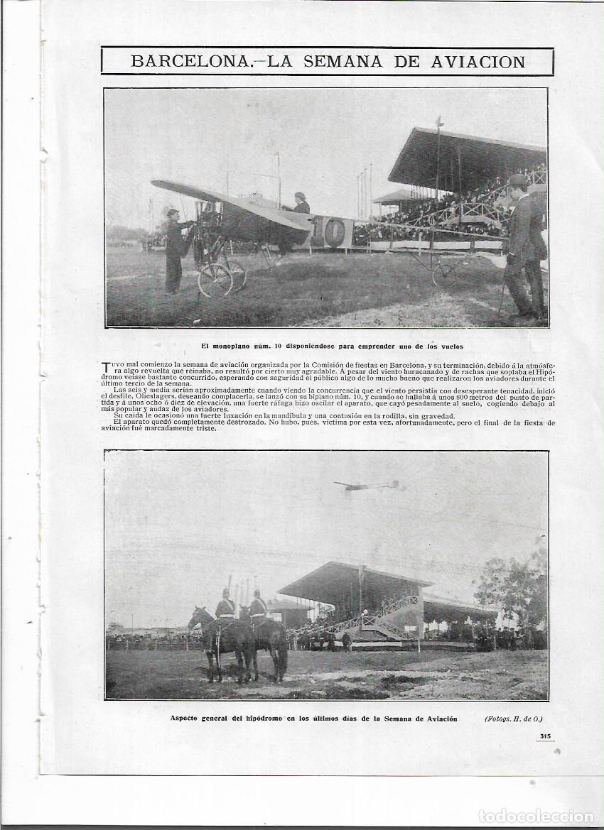 Coleccionismo: A&Ntilde;O 1910 RECORTE PRENSA BARCELONA SEMANA AVIACION HIPODROMO MONOPLANO NUMERO 10