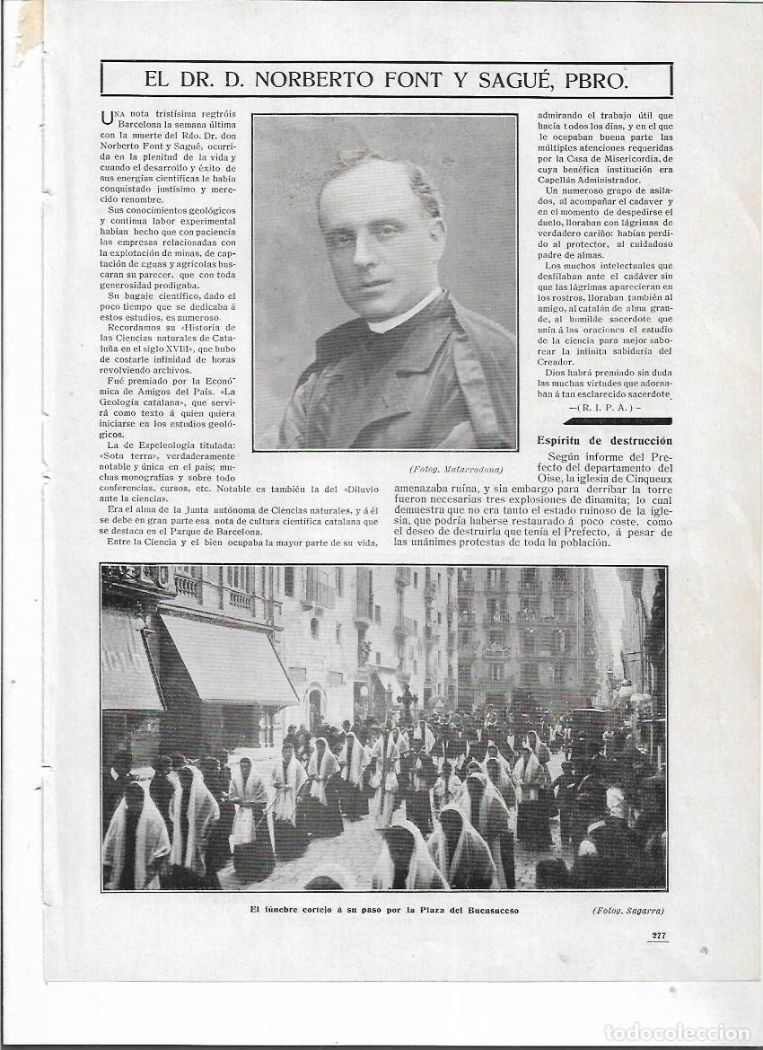 Colecionismo: A&Ntilde;O 1910 RECORTE PRENSA BCNA MUERTE ENTIERRO NORBERTO FONT SAGUE COMITIVA A SU PASO PLAZA BUENSUCESO