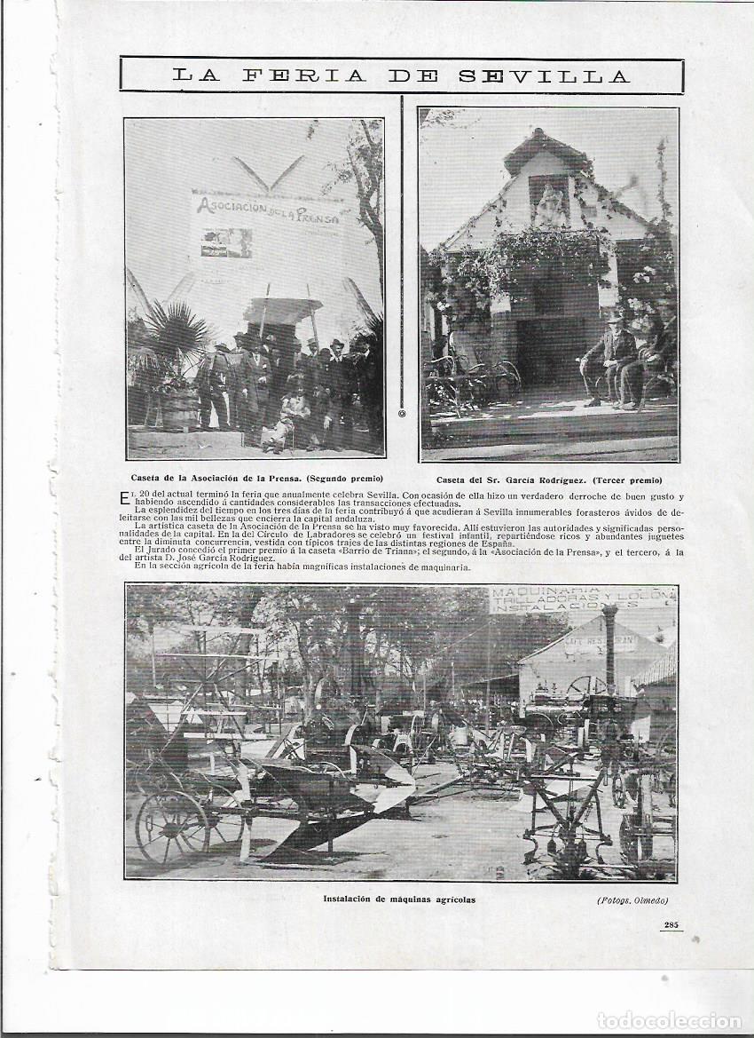 Colecionismo: A&Ntilde;O 1910 RECORTE PRENSA FERIA DE SEVLLA CASETAS PREMIOS SR GARCIA RODRIGUEZ MAQUINARIA AGRICOLA