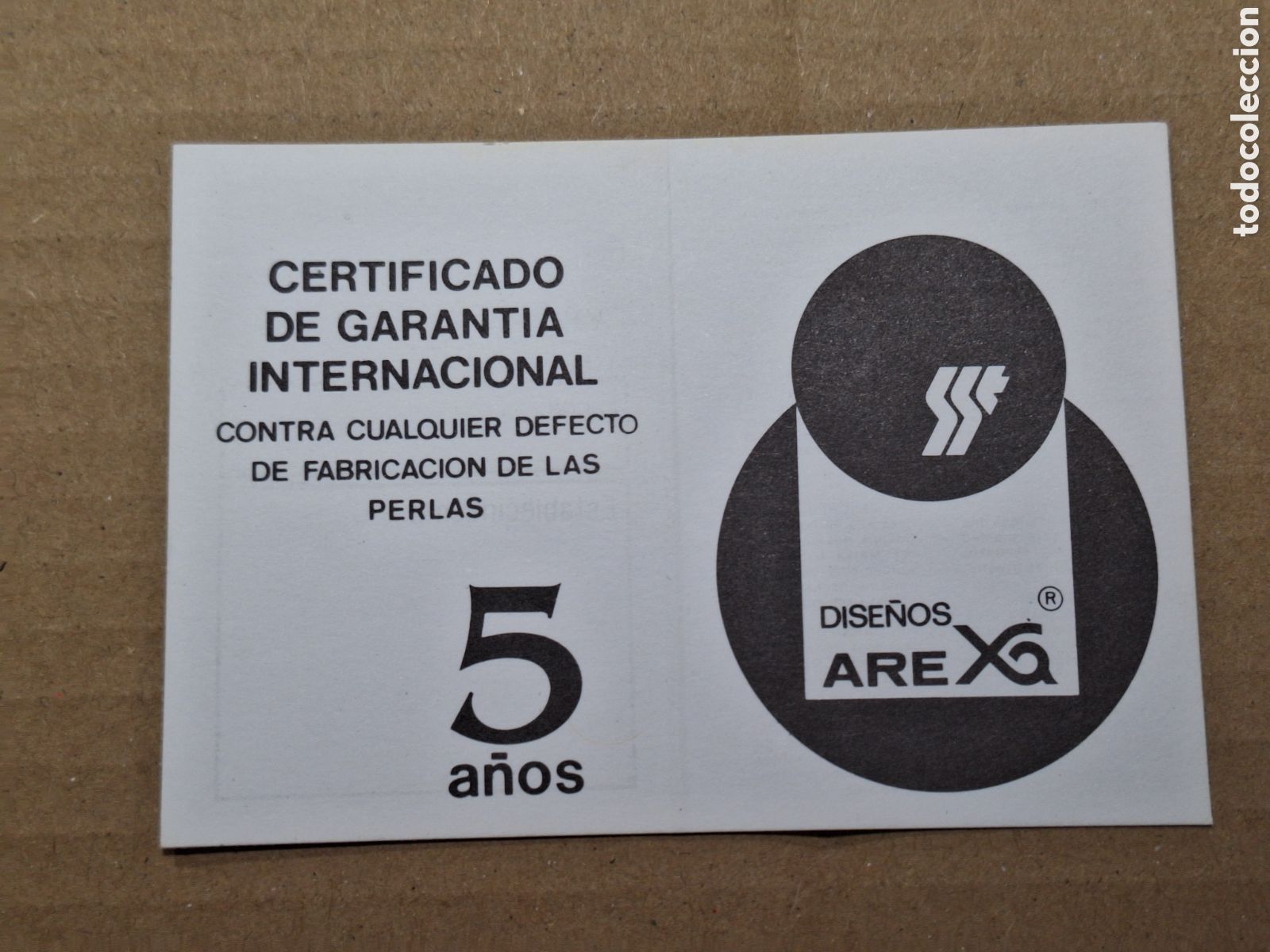 Coleccionismo: Certificado collar de perlas Dise&ntilde;os Arexa - Foto 1