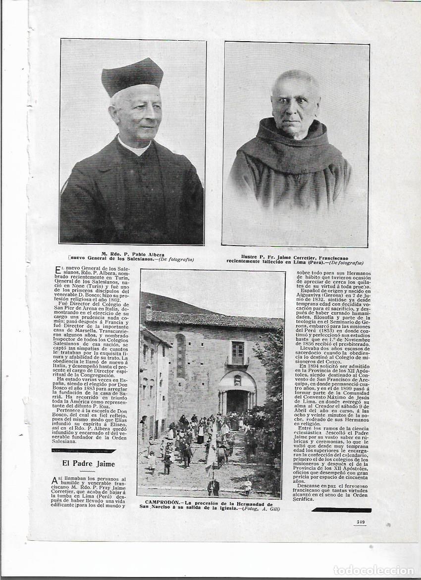 Collectionnisme: A&Ntilde;O 1910 RECORTE PRENS CAMPRODON PROCESION DE LA HERMANDAD DE SANT NARCIS SAN NARCISO SALIDA IGLESIA