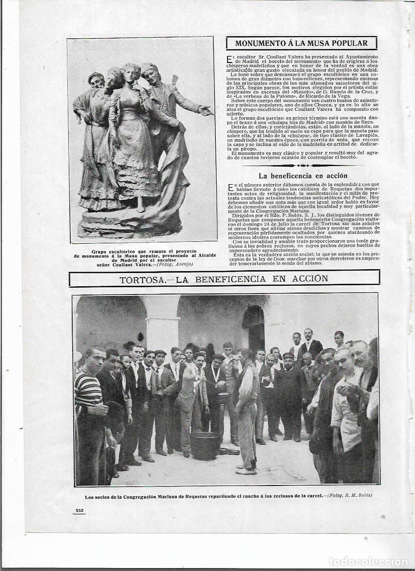 Colecionismo: A&Ntilde;O 1910 RECORTE PRENSA TORTOSA SOCIOS CONGREGACIO MARIANA ROQUETES REPARTIENDO COMIDA PRESOS CARCEL