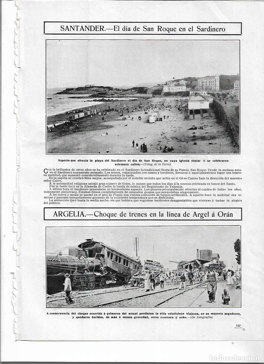 Colecionismo: A&Ntilde;O 1910 RECORTE PRENSA SANTANDER DIA DE SAN ROQUE EN LA PLAYA DEL SARDINERO IGLESIA
