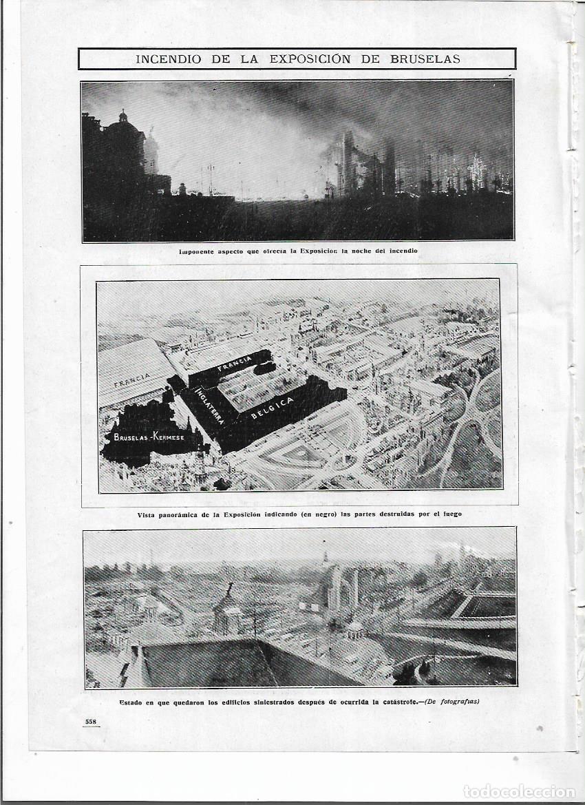 Colecionismo: A&Ntilde;O 1910 RECORTE PRENSA INCENDIO EXPOSICION DE BRUSELAS CATASTROFES EDIFICIOS DESTRUIDOS