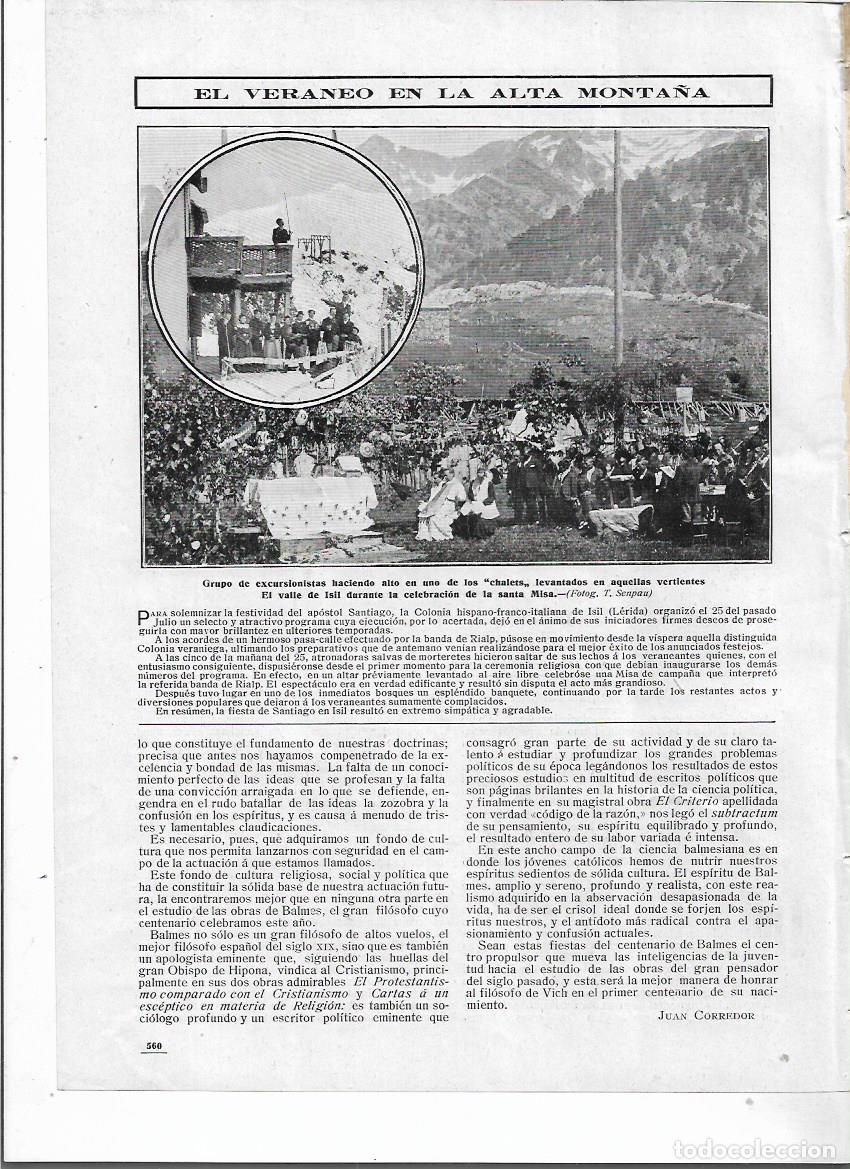 Colecionismo: A&Ntilde;O 1910 RECORTE PRENSA FIESTAS SANT JAUME JAIME EN ISIL PALLARS BANDA RIALP CHALETS MISA