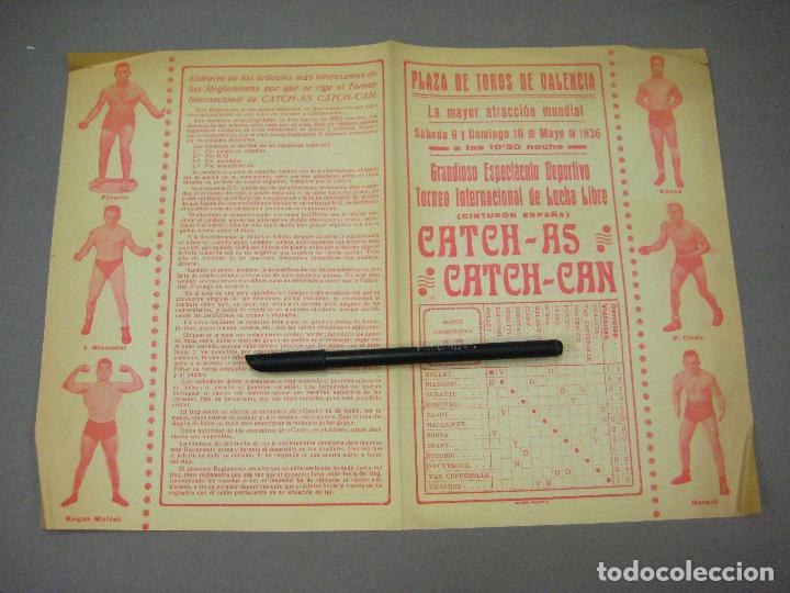 Coleccionismo: PROGRAMA DE BOXEO CATCH AS CATCH CAN. VALENCIA 1936 - Foto 3