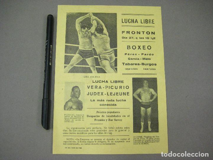 Coleccionismo: PROGRAMA DE BOXEO O LUCHA LIBRE DE VIGO 1936 - Foto 1