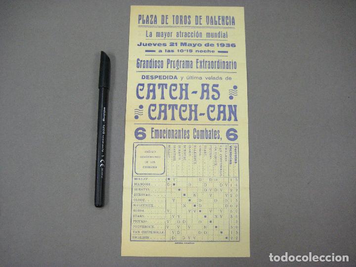 Coleccionismo: PROGRAMA DE CATCH AS CATCH CAN DE LA PLAZA DE TOROS DE VALENCIA 1936 - Foto 1