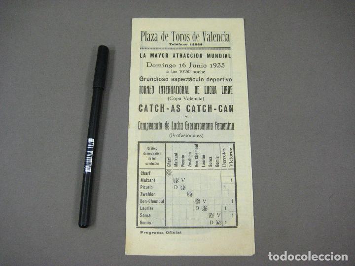 Coleccionismo: PROGRAMA DE CATCH AS CATCH CAN DE LANPLAZA DE TOROS DEVALENCIA 1936 - Foto 1