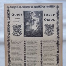Coleccionismo: GOIGS A LA LLAOR SE SANT JOSEP ORIOL. 1928