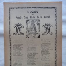 Coleccionismo: GOIGS GOZOS DE NTRA MADRE DE LA MERCED. BARCELONA 1931