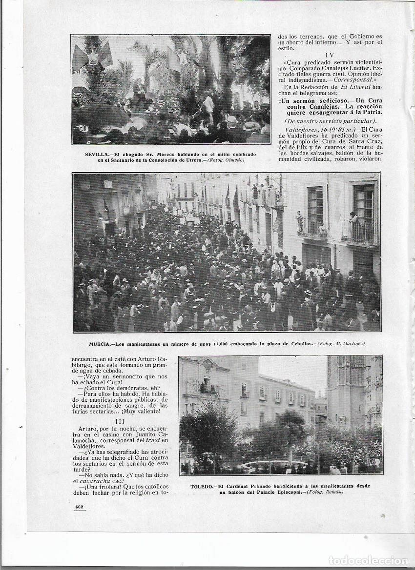 Colecionismo: A&Ntilde;O 1910 RECORTE PRENSA MURCIA MANIFESTACION CONTRA ENSE&Ntilde;ANZA LAICA ? PLAZA DE CEBALLOS