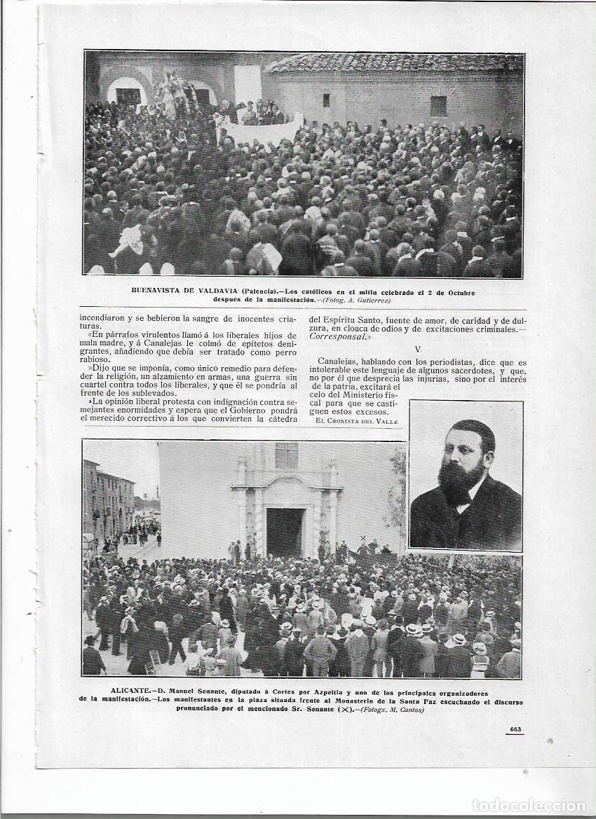 Colecionismo: A&Ntilde;O 1910 RECORTE PRENSA ALICANTE MITIN CONTRA ENSE&Ntilde;ANZA LAICA ? PLAZA MONASTERIO SANTA PAZ