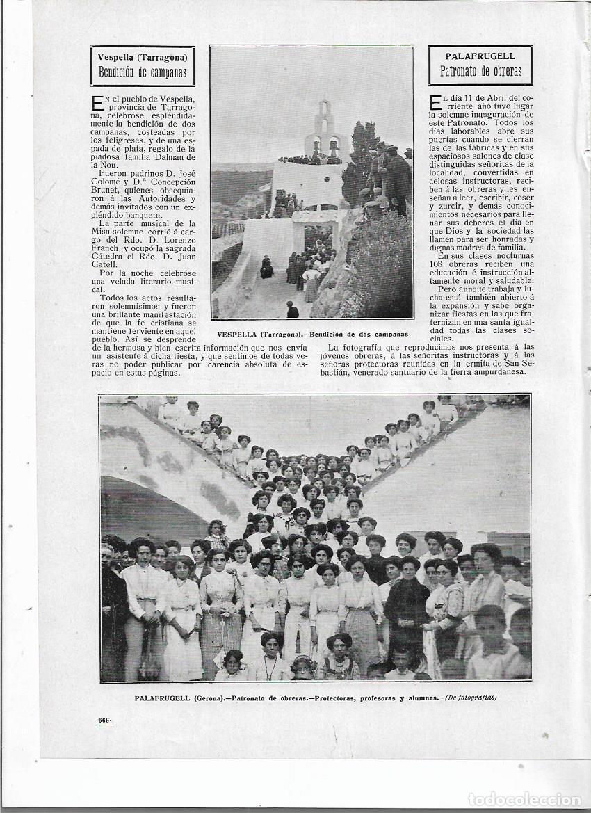 Colecionismo: A&Ntilde;O 1910 RECORTE PRENSA PALAFRUGELL INAUGURACION DEL PATRONATO DE OBRERAS