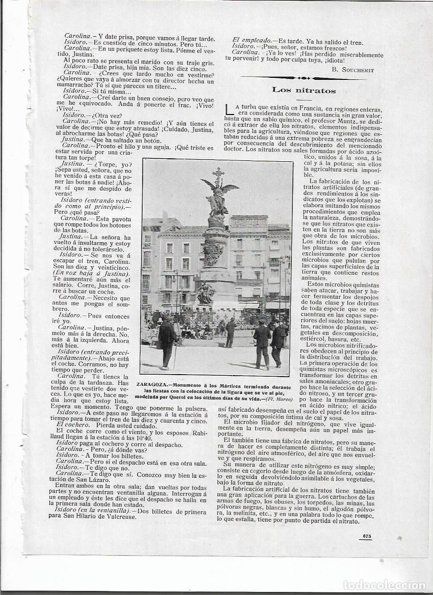 Colecionismo: A&Ntilde;O 1910 RECORTE PRENSA FIESTAS DEL PILAR ZARAGOZA PROCESION MONUMENTO MARTIRES ESCULTURA DE QUEROL