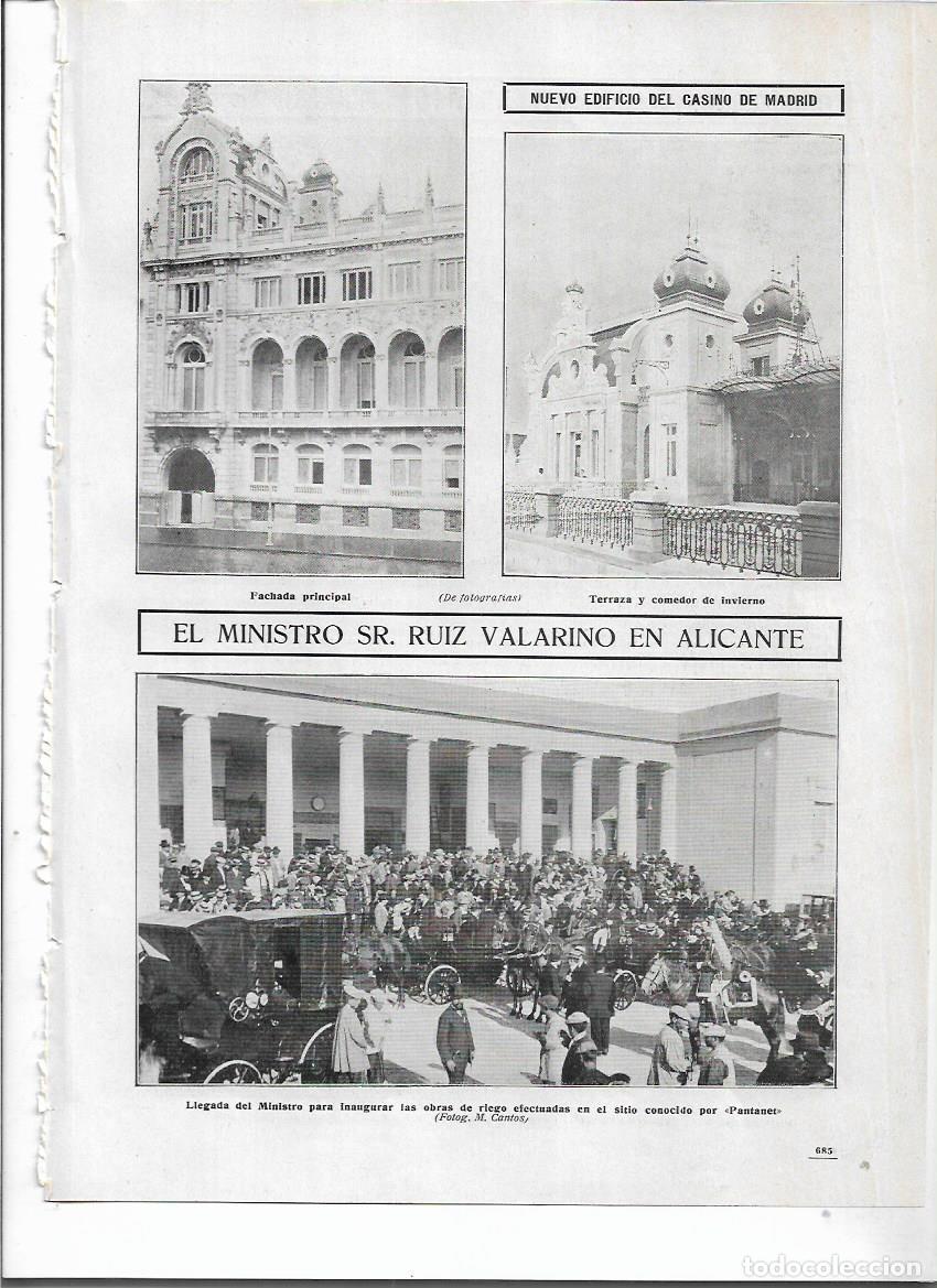 Coleccionismo: A&Ntilde;O 1910 RECORTE PRENSA MADRID NUEVO EDIFICIO DEL CASINO FACHADA TERRAZA COMEDOR DE INVIERNO