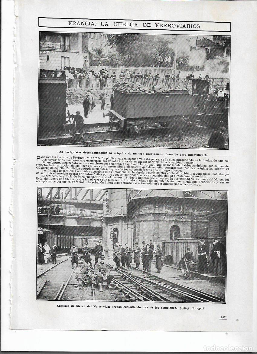 Coleccionismo: A&Ntilde;O 1910 RECORTE PRENSA FRANCIA HUELGA FERROVIARIOS TREN ESTACION DE TREN