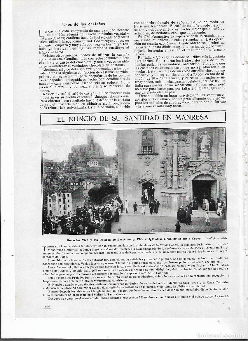 Coleccionismo: A&Ntilde;O 1910 RECORTE PRENSA MANRESA VISITA NUNCIO SANTIDAD PAPA JESUITAS SANTA CUEVA LA SEU BAJO PALIO