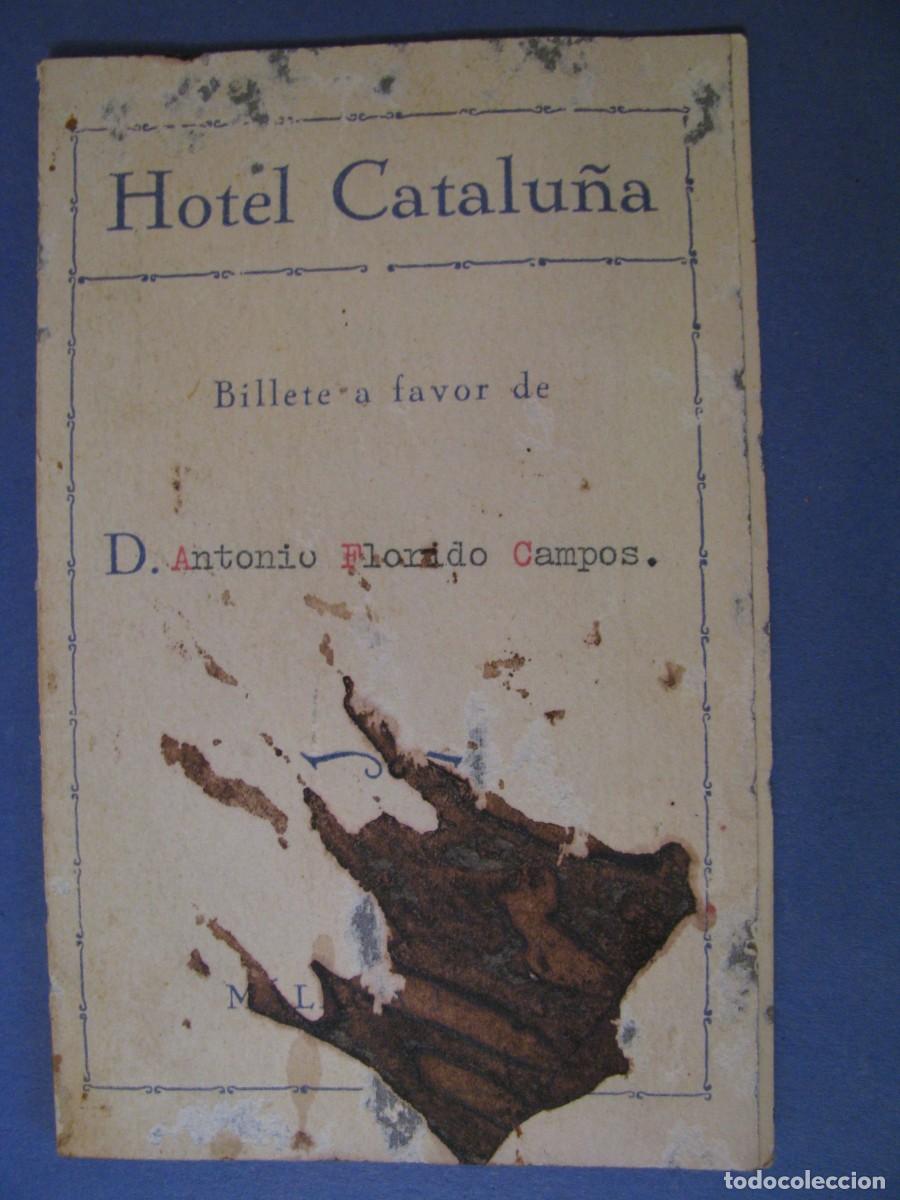 Coleccionismo: INVITACI&Oacute;N, BANQUETE EN EL HOTEL CATALU&Ntilde;A, MALAGA 1934. TIENE DESPERFECTOS. 13,5X9 CM.