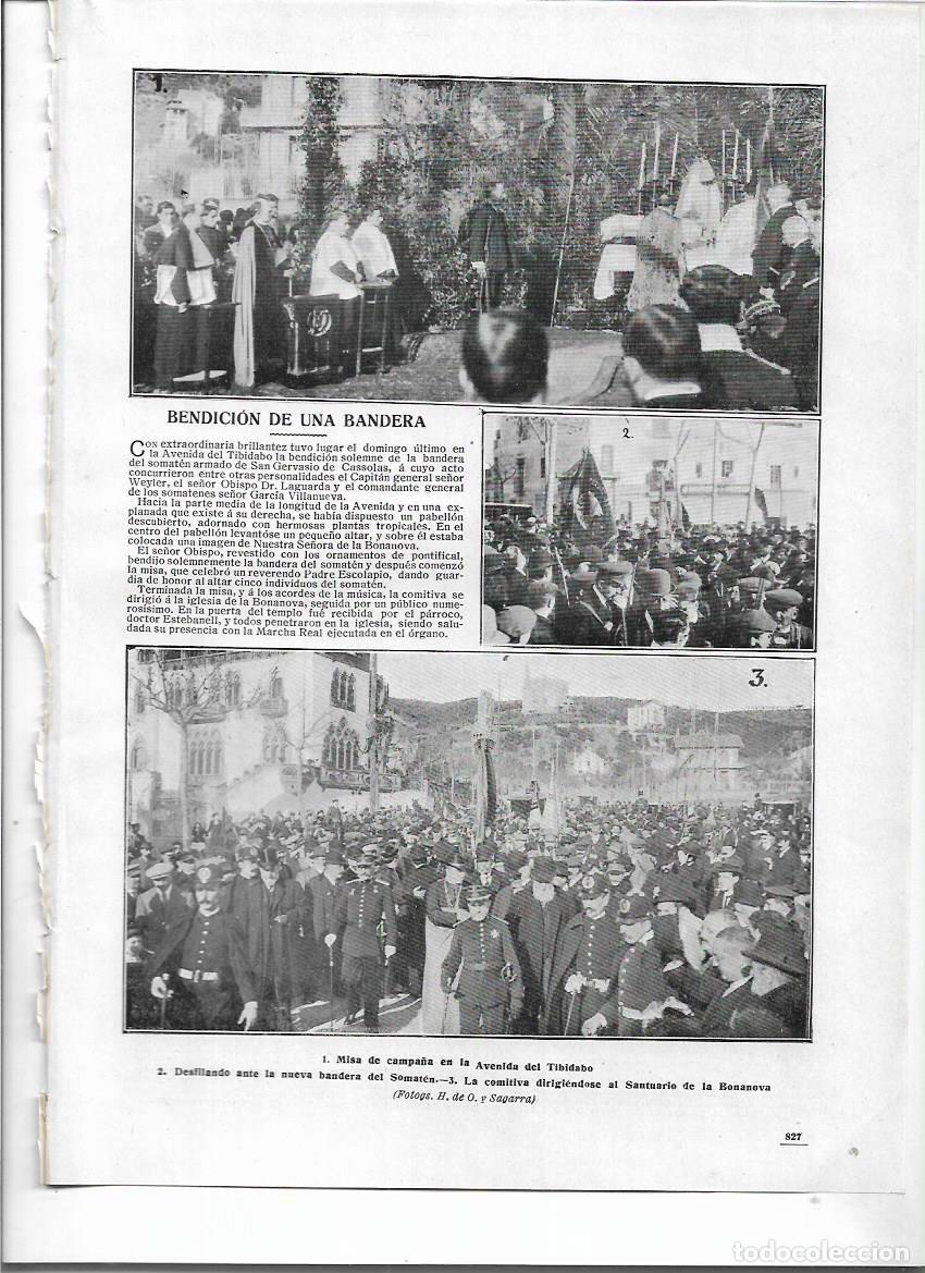 Coleccionismo: A&Ntilde;O 1910 RECORTE PRENSA BARCELONA BENDICION BANDERA SOMATEN AVDA TIBIDABO SANTUARIO DE LA BONANOVA