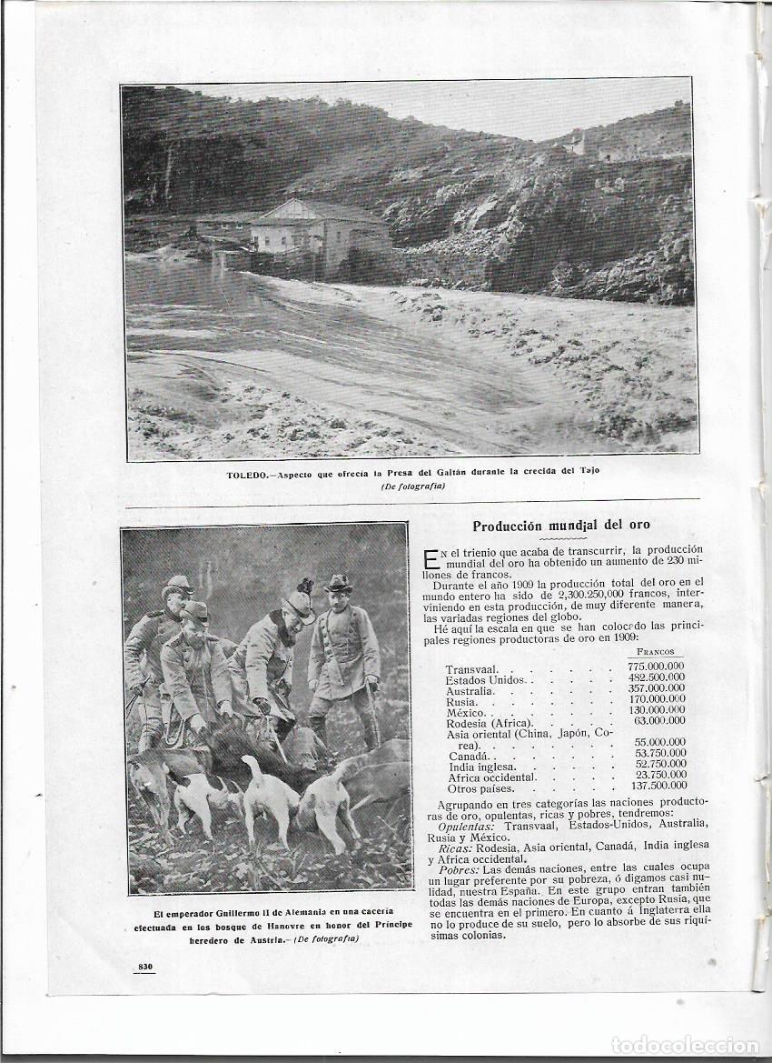 Collecting paper: A&Ntilde;O 1910 RECORTE PRENSA TOLEDO CRECIDA DEL TAJO PRESA DEL GAITAN