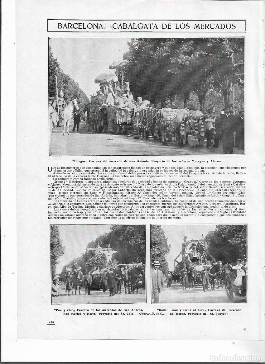 Coleccionismo: A&Ntilde;O 1910 RECORTE PRENSA BARCELONA CABALGATA DE LOS MERCADOS DESFILE CARROZAS