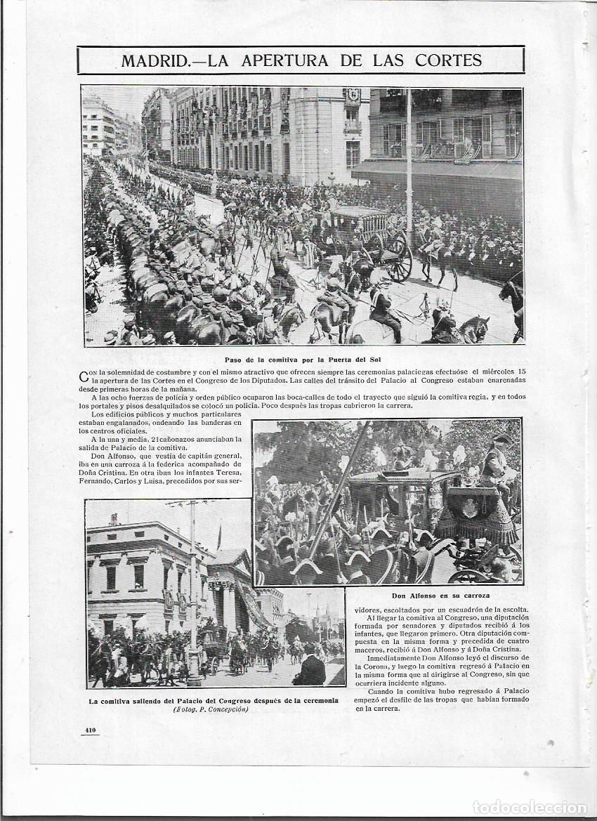 Coleccionismo: A&Ntilde;O 1910 RECORTE PRENSA MADRID APERTURA DE LAS CORTES PASO COMITIVA POR LA PUERTA DEL SOL CONGRESO