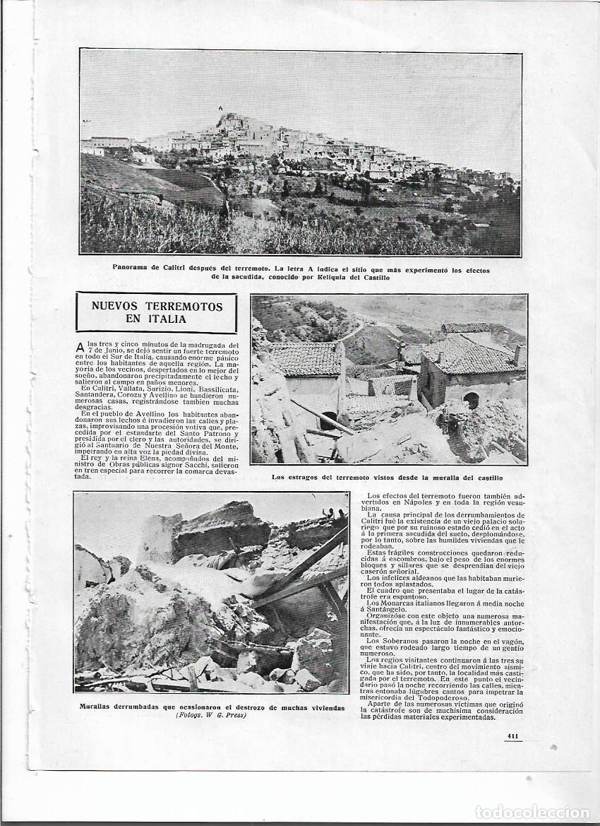 Coleccionismo: A&Ntilde;O 1910 RECORTE PRENSA ITALIA TERREMOTO CALITRI RELIQUIA DEL CASTILLO DERRUMBE MURALLAS