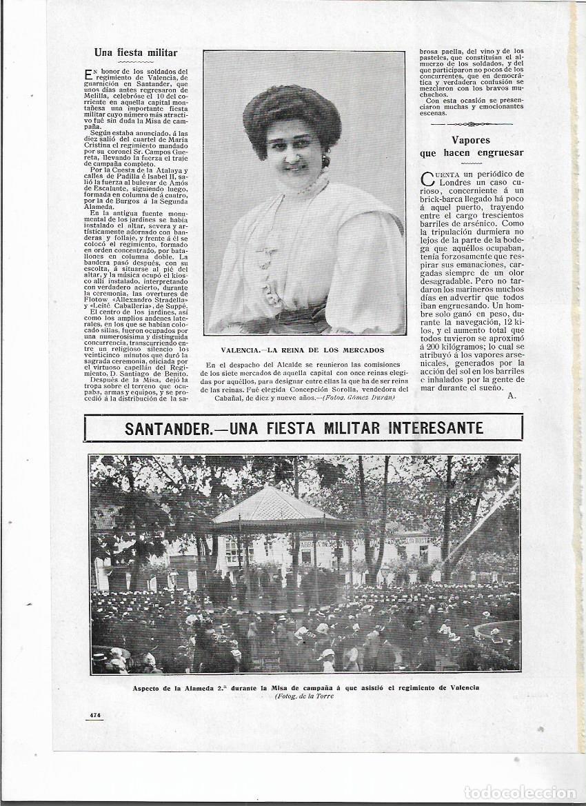 Coleccionismo: A&Ntilde;O 1910 RECORTE PRENSA VALENCIA CONCEPCION SOROLLA ELEGIDA REINA DE LOS MERCADOS