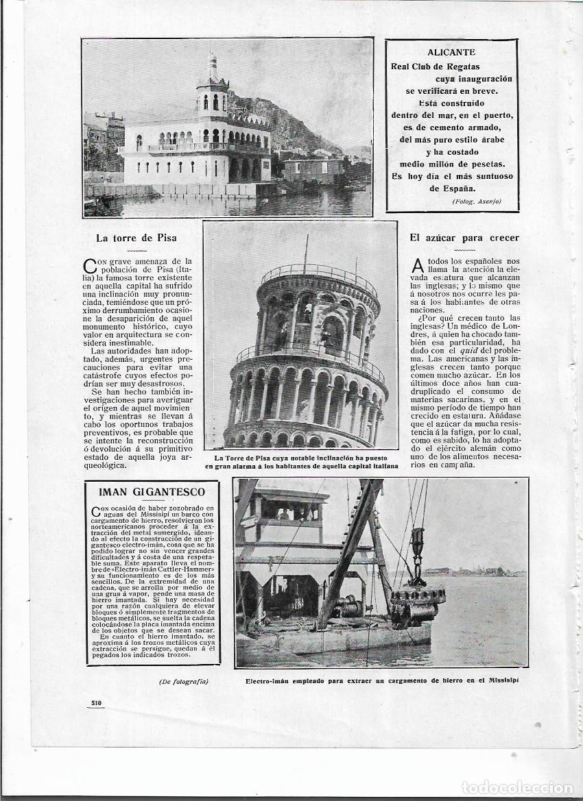Colecionismo: A&Ntilde;O 1910 RECORTE PRENSA ALICANTE EDIFICIO CLUB DE REGATAS CONSTRUIDO EN EL MAR