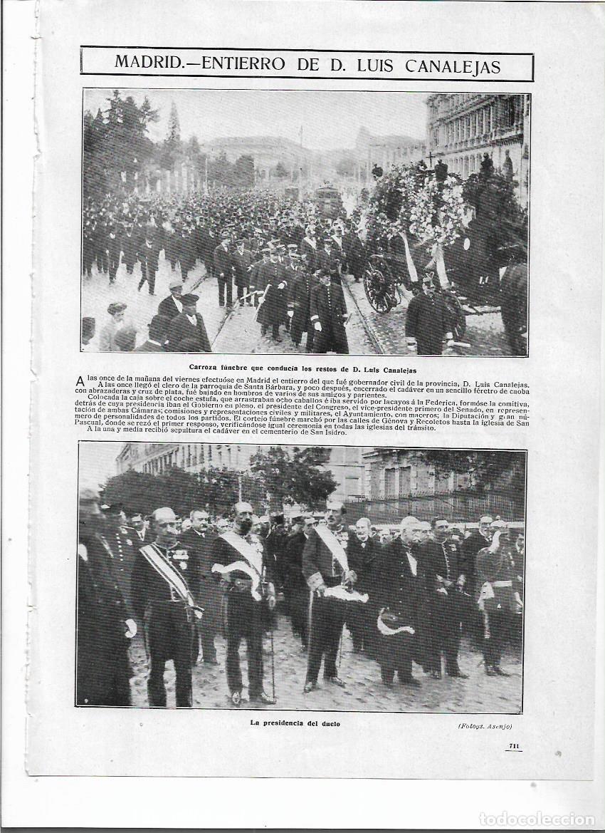 Colecionismo: A&Ntilde;O 1910 RECORTE PRENSA MADRID ENTIERRO LUIS CANALEJAS CARROZA FUNEBRE AUTORIDADES PRESIDENCIA DUELO