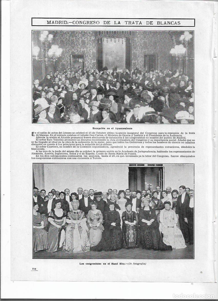 Colecionismo: A&Ntilde;O 1910 RECORTE PRENSA MADRID CONGRESO DE LA TRATA DE BLANCAS HOTEL RITZ AYUNTAMIENTO