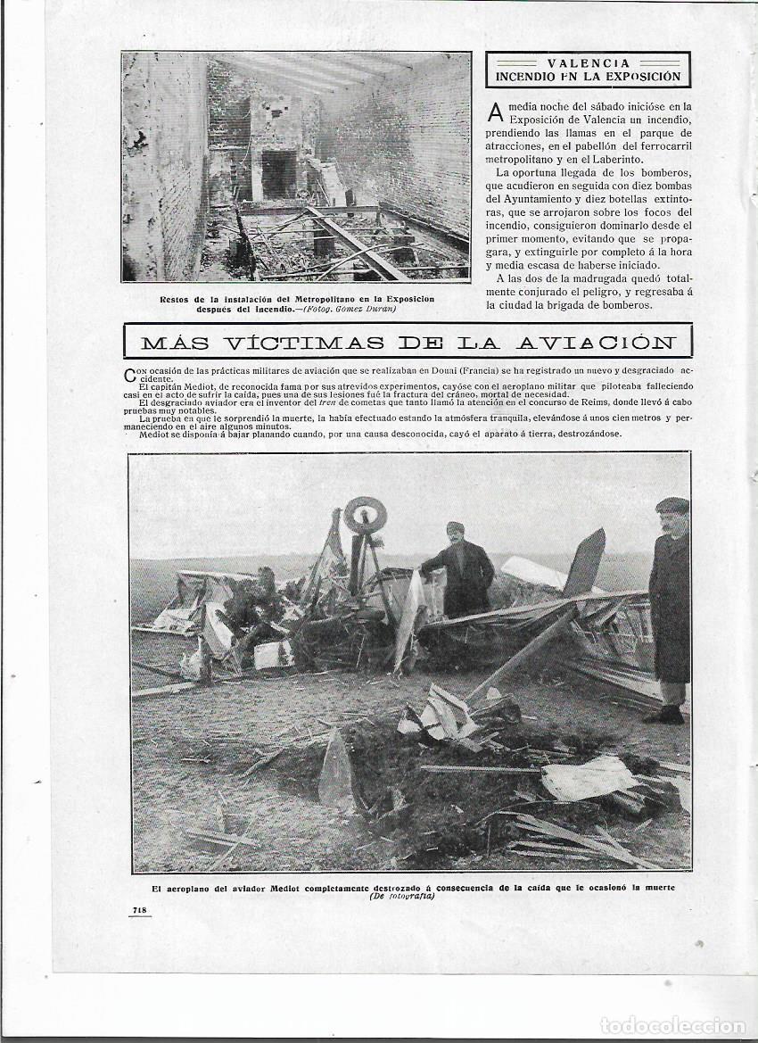 Colecionismo: A&Ntilde;O 1910 RECORTE PRENSA AVIACION ACCIDENTE CAIDA AEROPLANO AVIADOR MEDIOT EN DOUAI FRANCIA