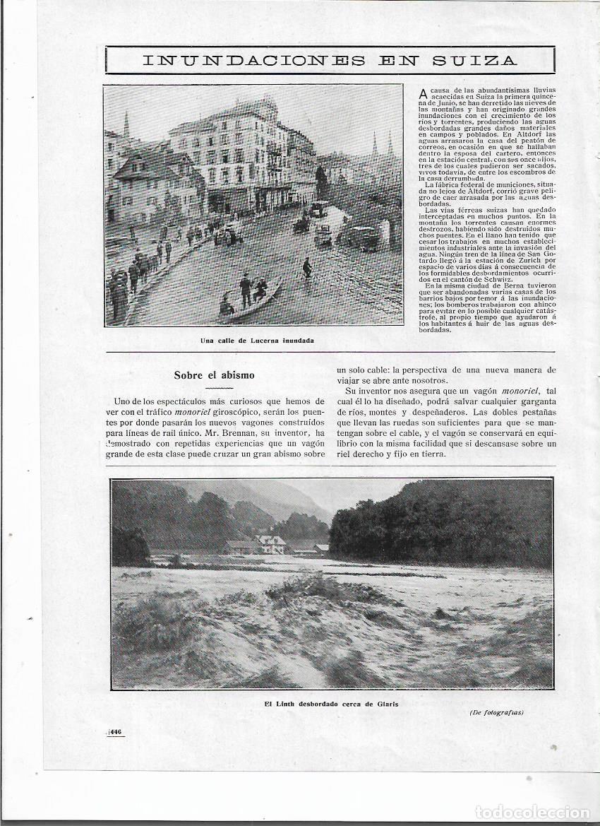 Colecionismo: A&Ntilde;O 1910 RECORTE PRENSA SUIZA INUNDACIONES CALLE LUCERNA DESBORDAMIENTO DEL LINTH CERCA DE GLARIS