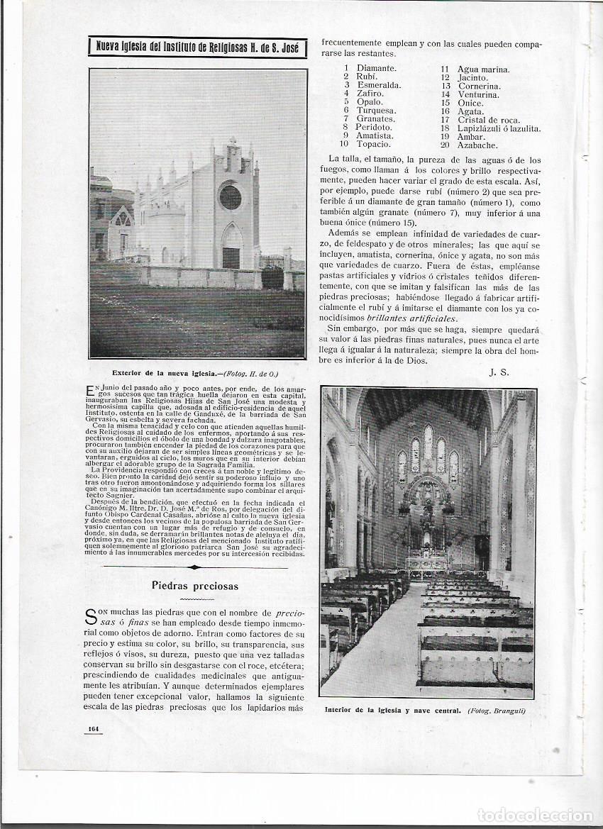 Colecionismo: A&Ntilde;O 1910 RECORTE PRENSA BARCELONA SANT GERVASI NUEVA IGLESIA INSTITUTO RELIGIOSAS HERMANAS SAN JOSE