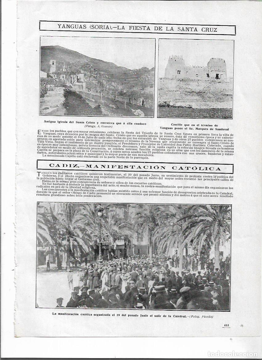 Colecionismo: A&Ntilde;O 1910 RECORTE PRENSA YANGUAS SORIA IGLESIA SANTO CRISTO CARRETERA CASTILLO MARQUES DE SANDOVAL