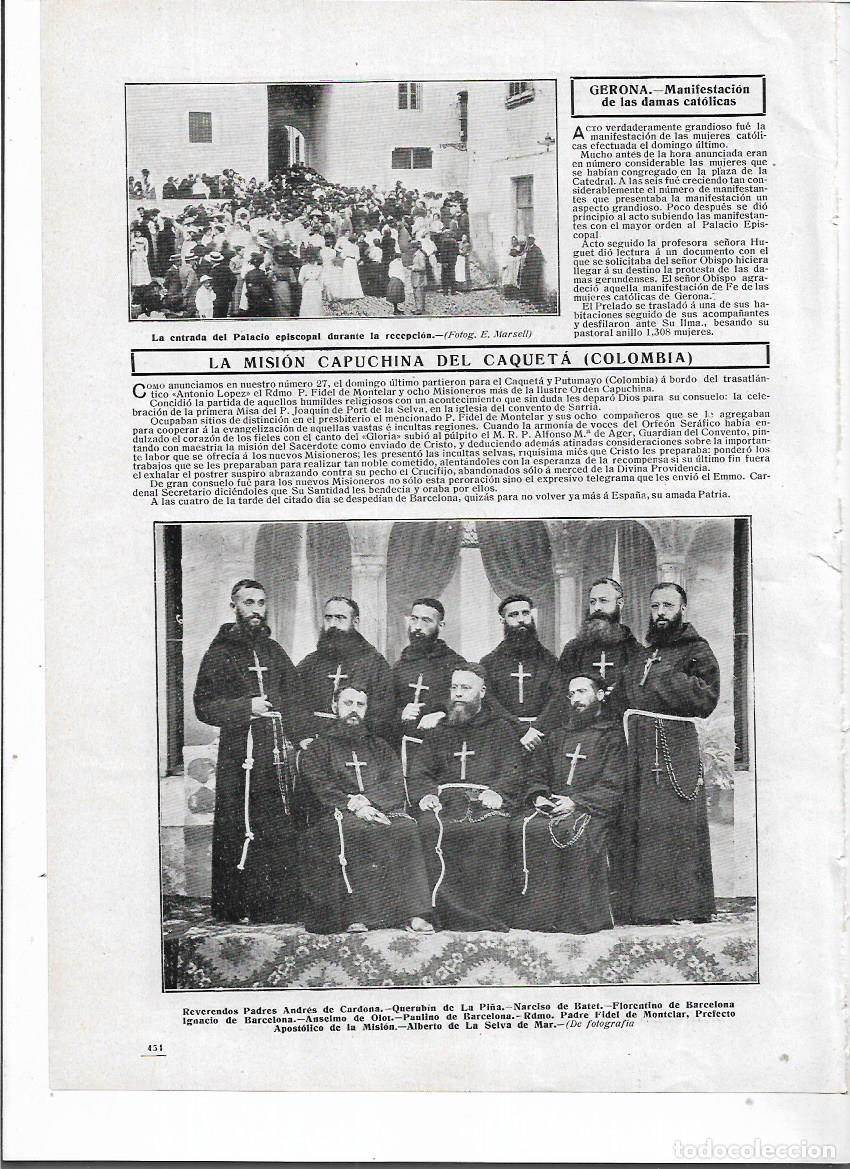 Colecionismo: &Ntilde;O 1910 RECORTE PRENSA GIRONA MANIFESTACION DAMAS CATOLICAS CONTRA LA ENSE&Ntilde;ANZA LAICA PLAZA CATEDRAL