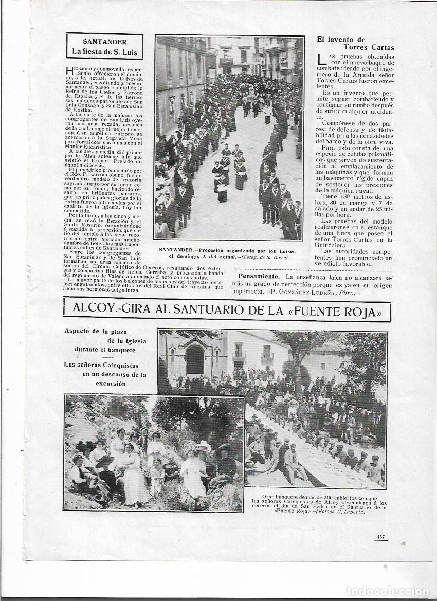 Collectionnisme: A&Ntilde;O 1910 RECORTE PRENSA ALCOI ALCOY DAMAS CATEQUISTAS BANQUETE A LOS OBREROS SANTUARIO FUENTE ROJA