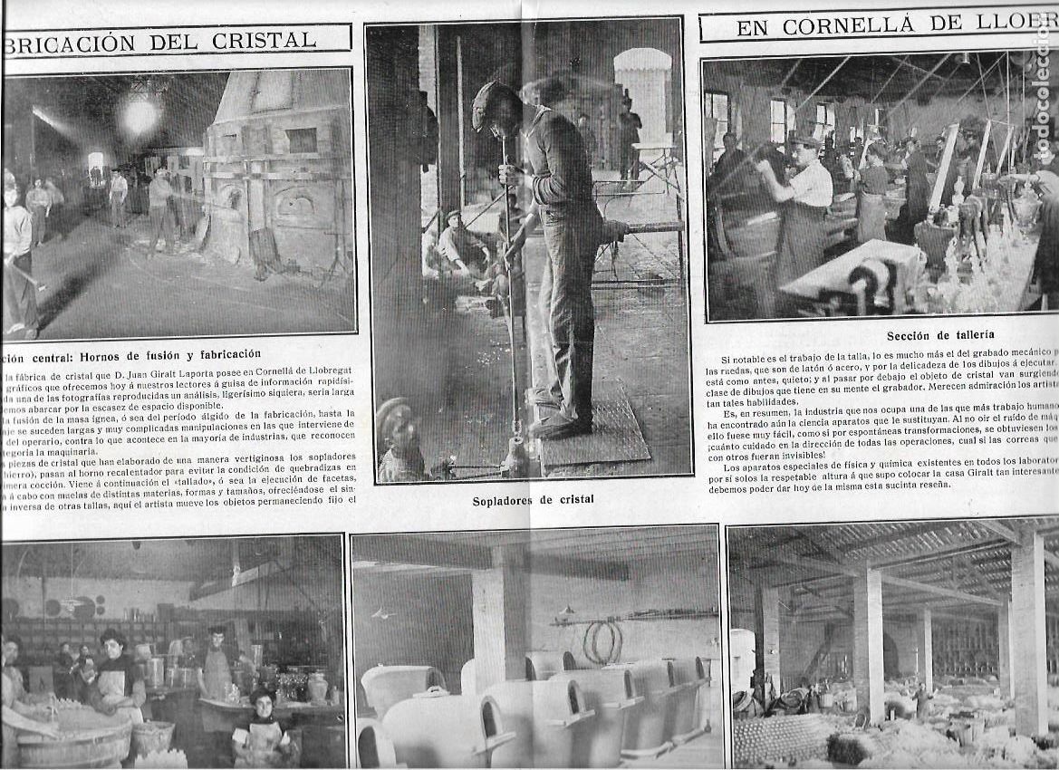 Sammelleidenschaft Papier: A&Ntilde;O 1910 RECORTE PRENSA CORNELLA DE LLOBREGAT FABRICA DE CRISTAL JUAN GIRALT LAPORTA SOPLADORES