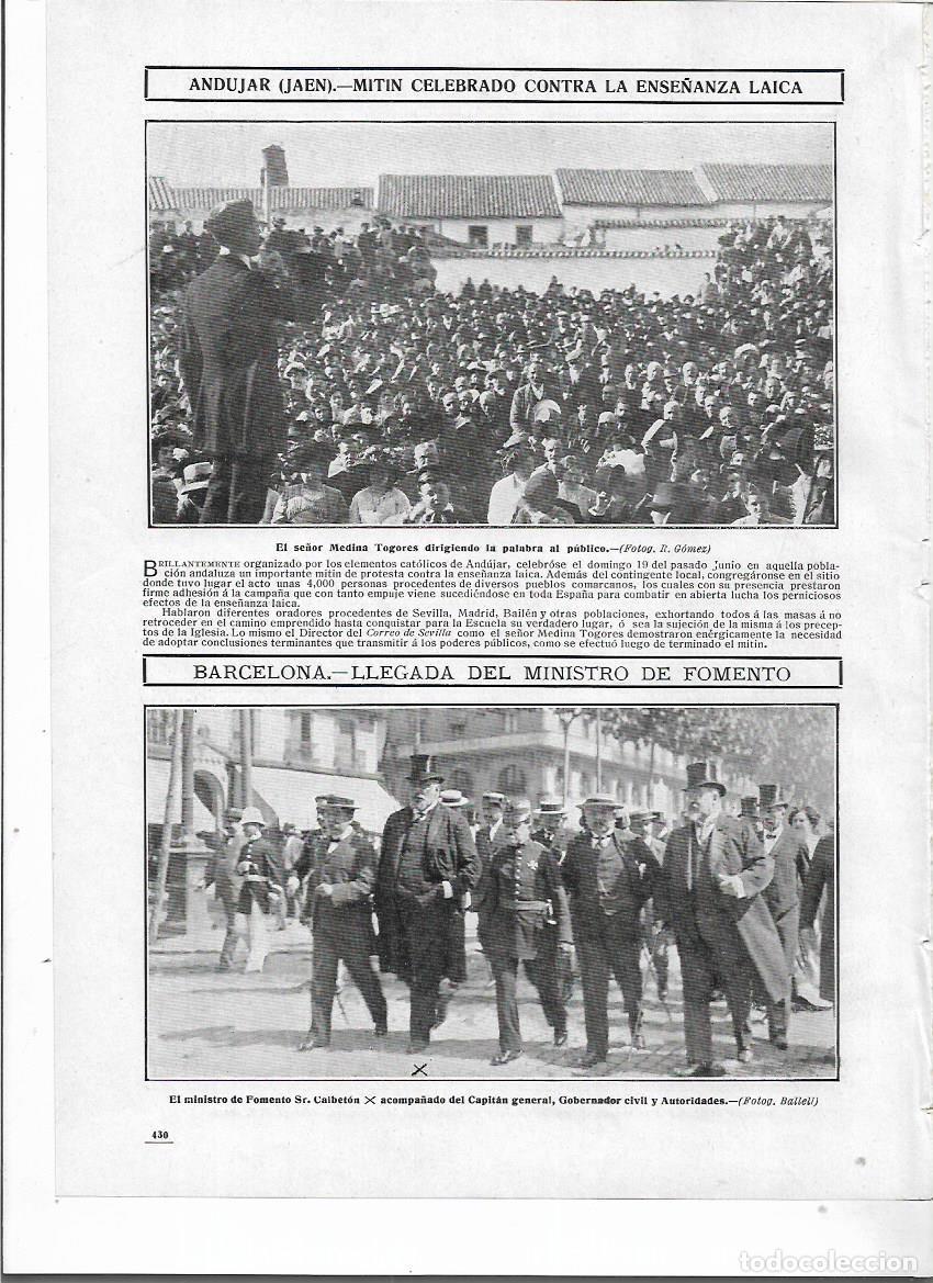 Collectionnisme: A&Ntilde;O 1910 RECORTE PRENSA ANDUJAR JAEN MANIFESTACION CATOLICA CONTRA ENSE&Ntilde;ANZA LAICA MEDINA TOGORES