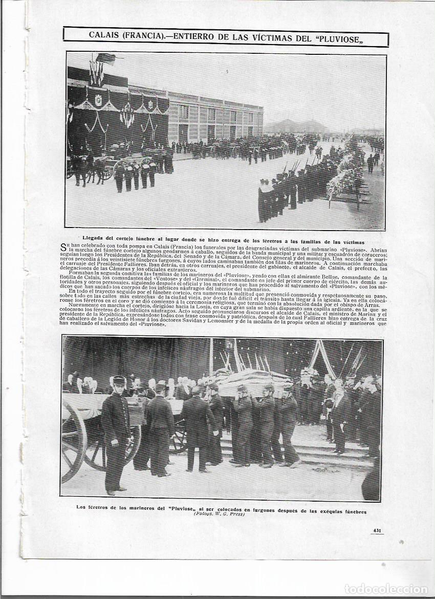 Collectionnisme: A&Ntilde;O 1910 RECORTE PRENSA CALAIS FRANCIA ENTIERRO MARINERO VICTIMAS DEL PLUVIOSE CORTEJO FUNEBRE