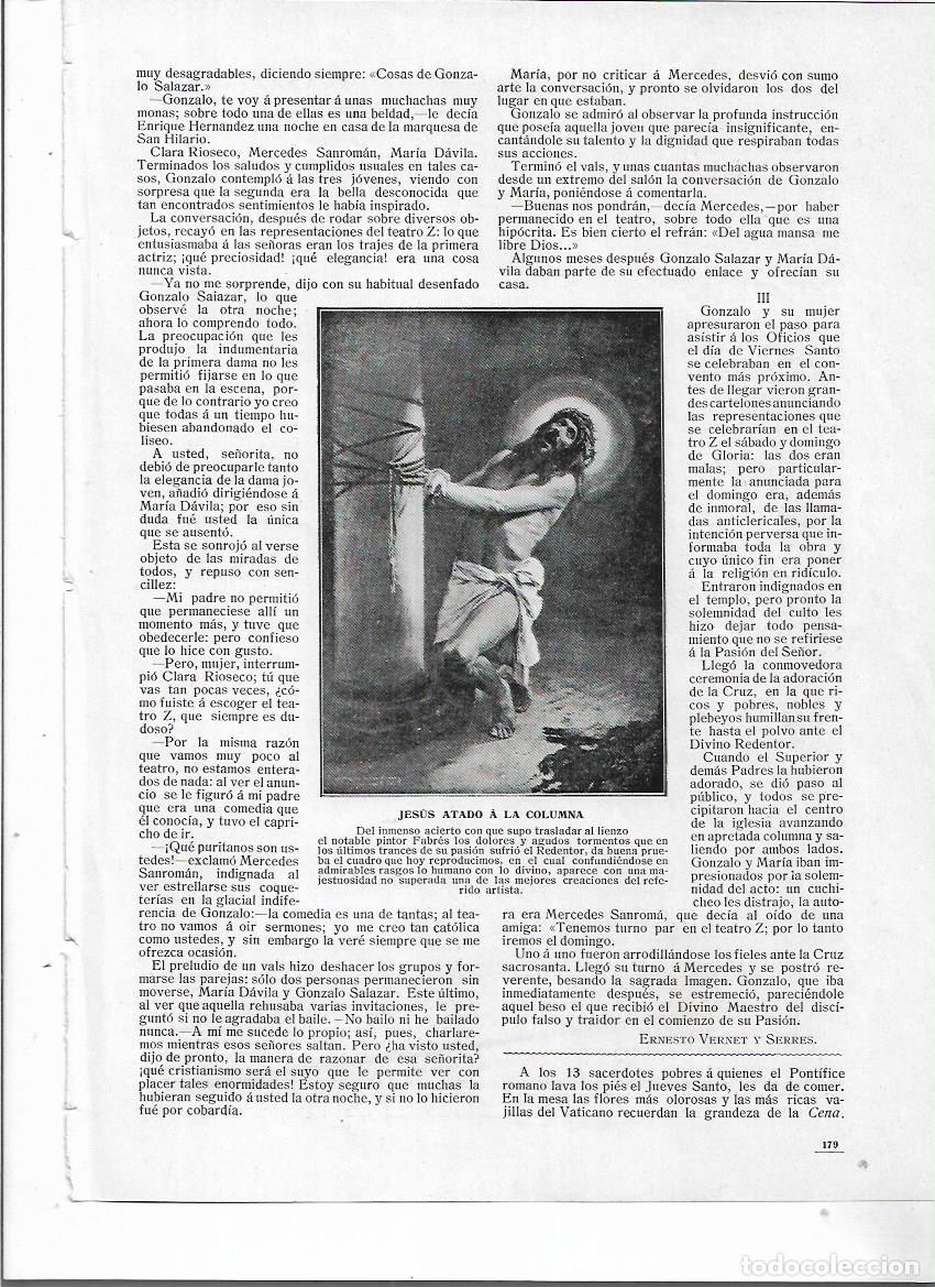 Collectionnisme: A&Ntilde;O 1910 RECORTE PRENSA PINTURA REPRODUCCION JESUS ATADO A LA COLUMNA CUADRO PINTOR FABRES